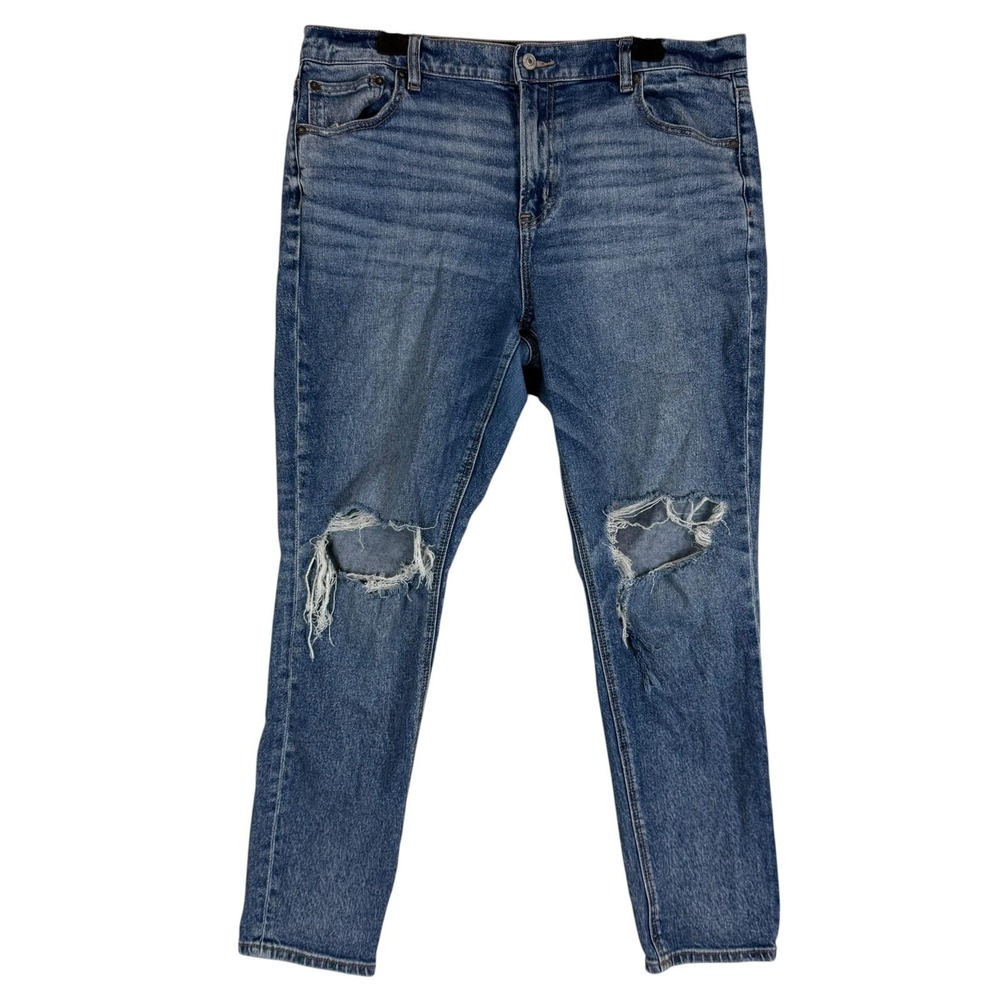 American Eagle 90s Skinny Jeans Womens 16 Blue High Rise‎ Distressed Stretch
